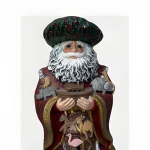 Vintage Hand Painted Ceramic Noah's Ark Animals Santa Father Christmas Figure
